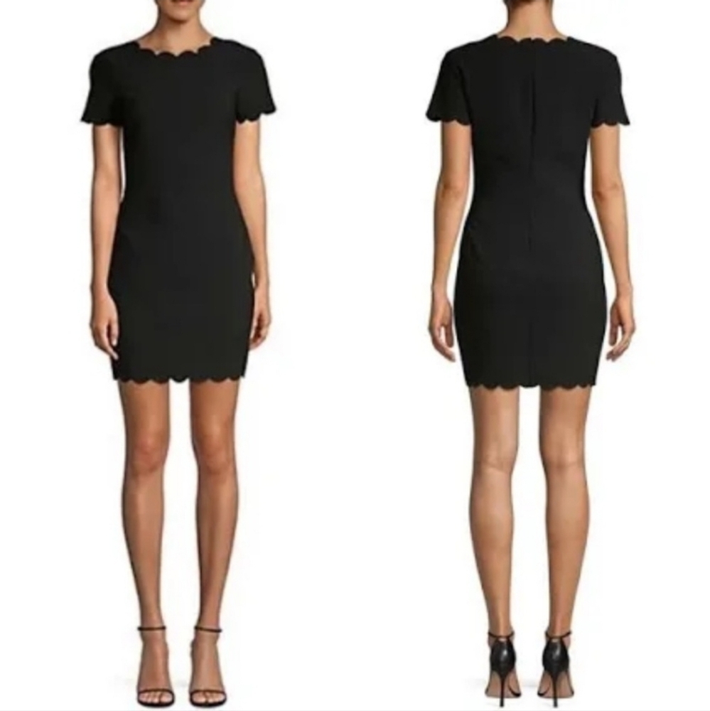 Likely Scalloped Edge Bodycon Little Black Dress Size 12 - Picture 2 of 7